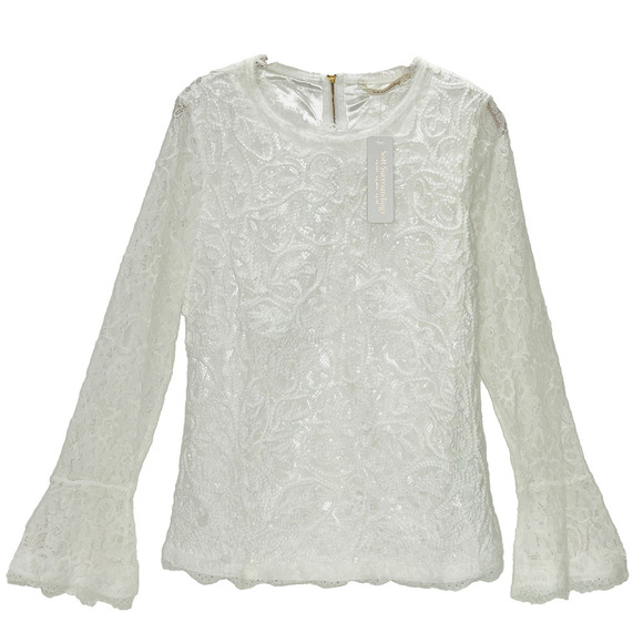 SOFT SURROUNDINGS Lilith Lace Top Small White Embroidery Lined Long Sleeve NWT - Picture 1 of 5